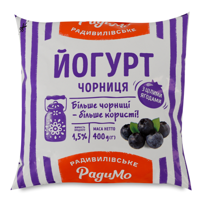 Йогурт питний Чорниця 1,5% 400г п/е РадиМо