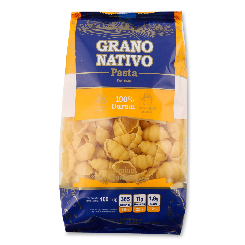 Вироби макаронні Мушлі 400г Grano Nativo