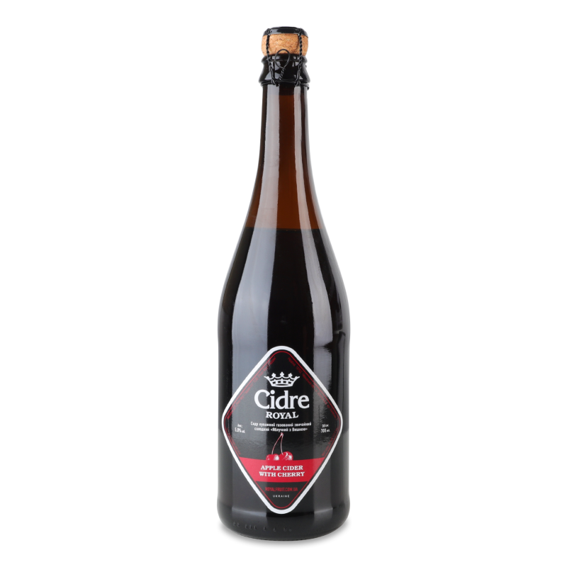 Сидр Яблучний з вишнею солодкий газований 5% 0,7л скло Cidre Royal