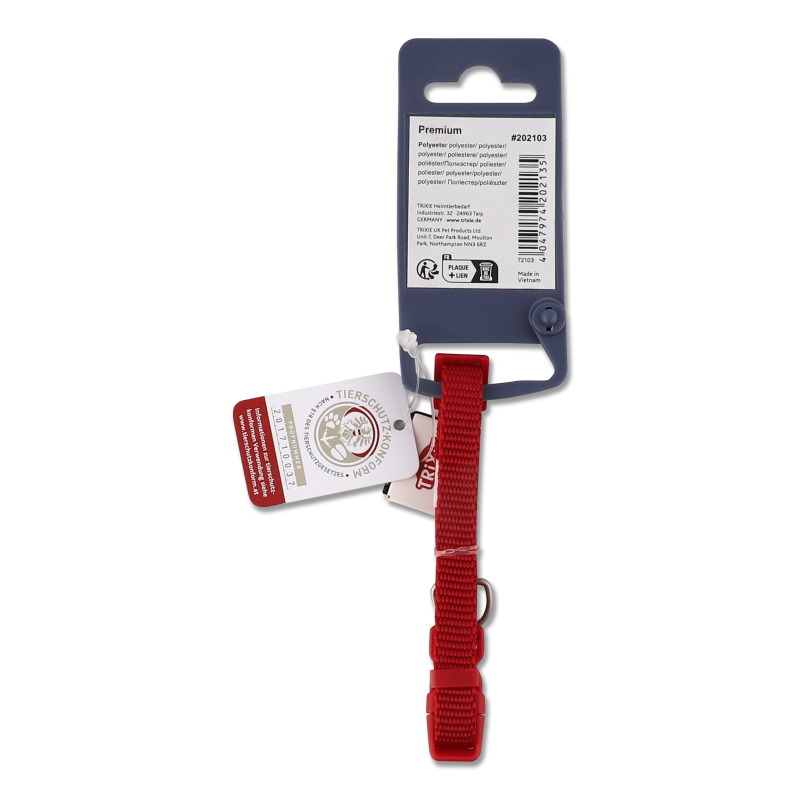 Нашийник д/собак Преміум червоний нейлон 10мм 15-25см Тріксі