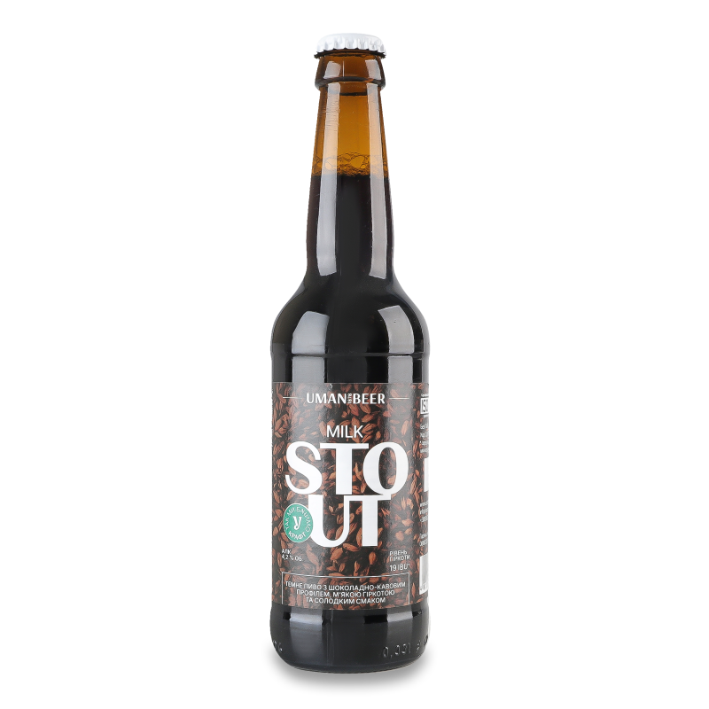 Пиво Мілк Стаут темне фільтроване 4,2% 0,33л скло Уманьпиво