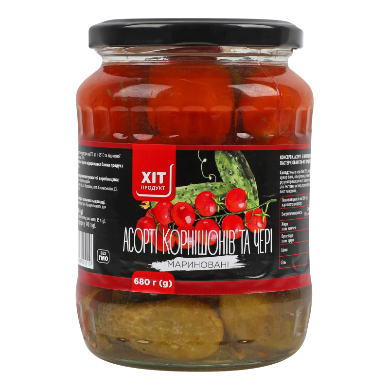 Асорті із корнішонів та чері мариноване Хіт продукт с/б