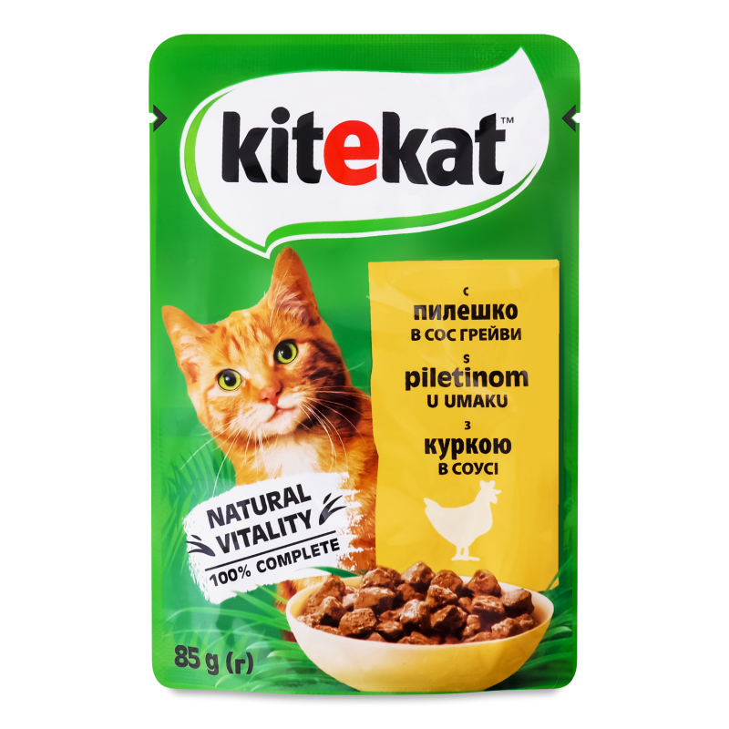 Корм д/дорослих котів з куркою в соусі 85г пауч Kitekat