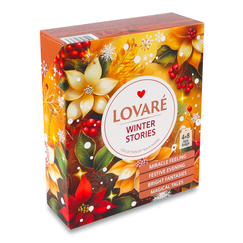 Набір чаїв Асорті Winter stories 4види 32пакетів Lovare