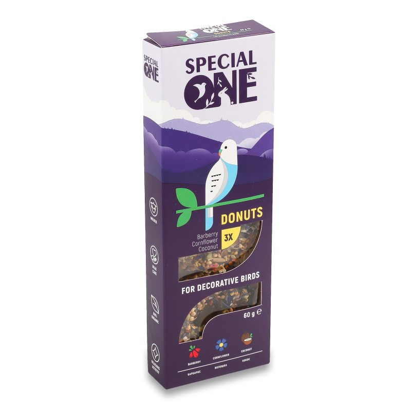Ласощі д/декоративних птахів Пончики Барбарис волошка кокос 60г Спешл Ван