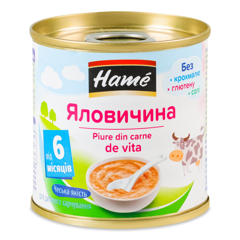 Пюре Яловичина від 6місяців 100г ж/б Hame