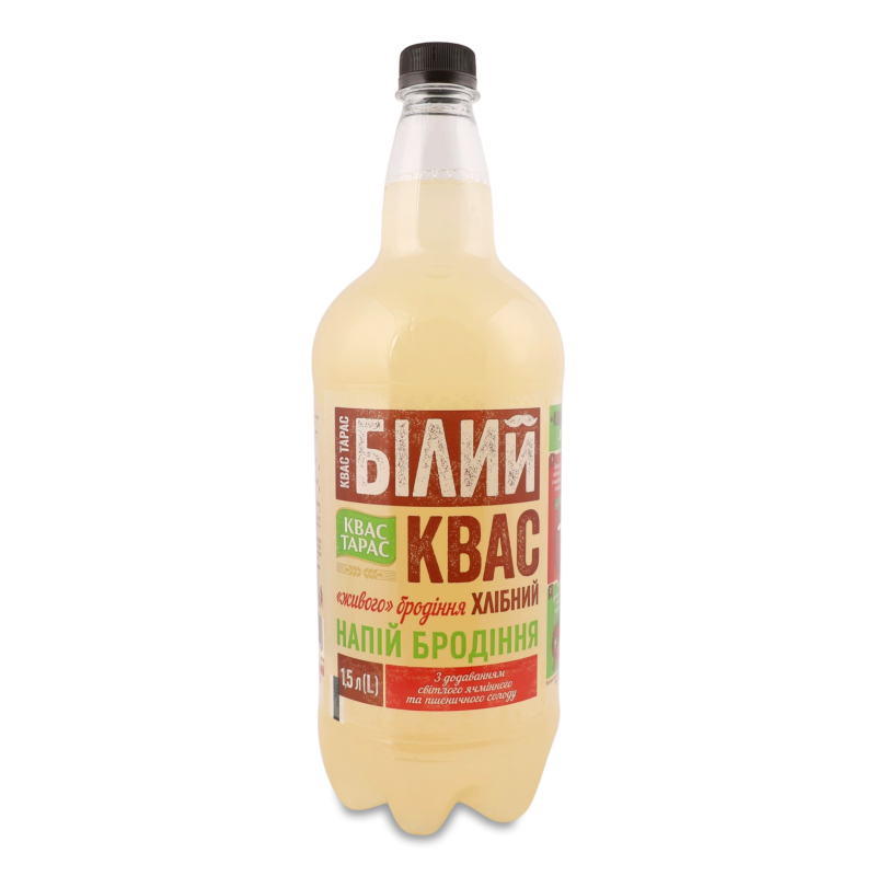 Напій бродіння хлібний Білий квас нефільтрований сильногазований 1,5л пет Квас Тарас