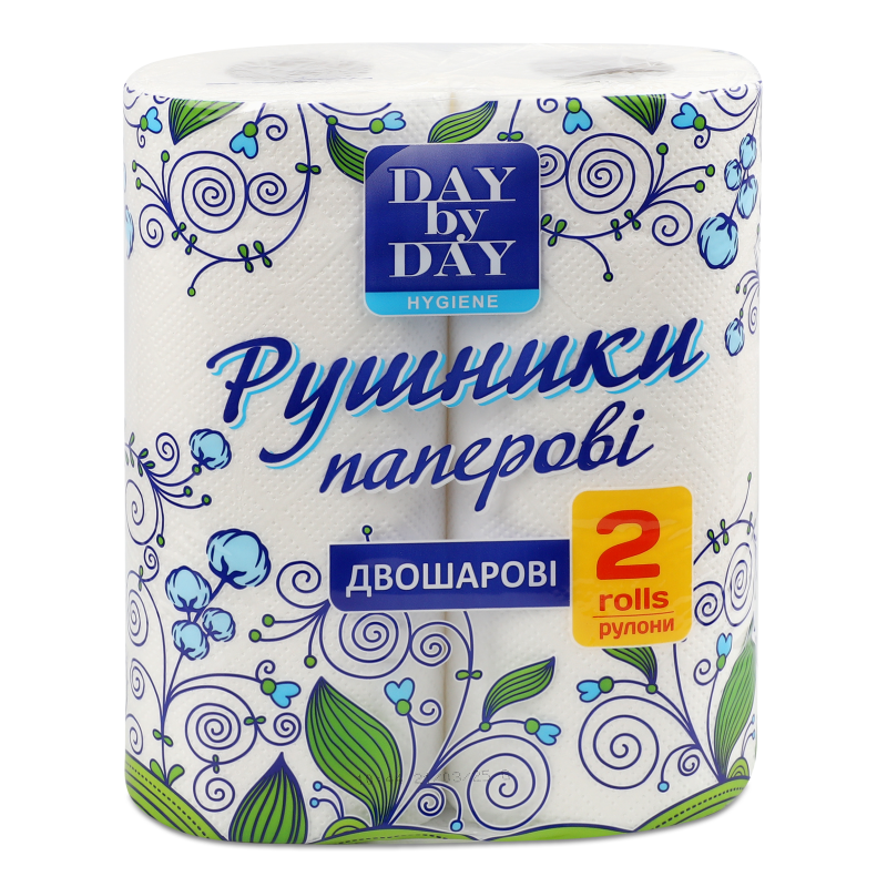 Рушники паперові білі 2шари 2шт Day by Day