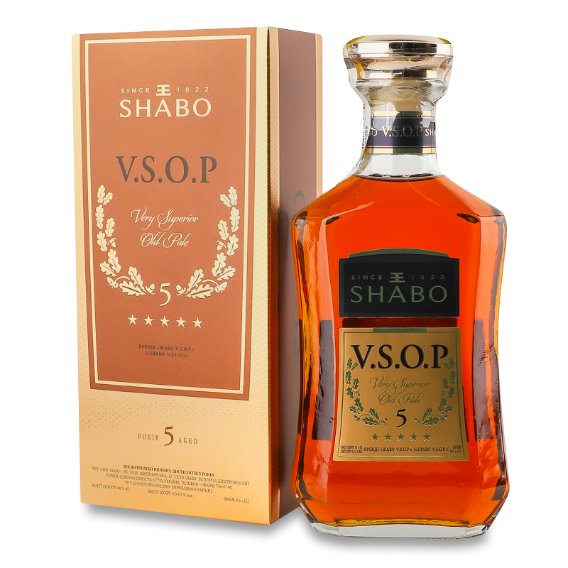 Бренді V.S.О.Р. ***** 40% 0,5л коробка Shabo
