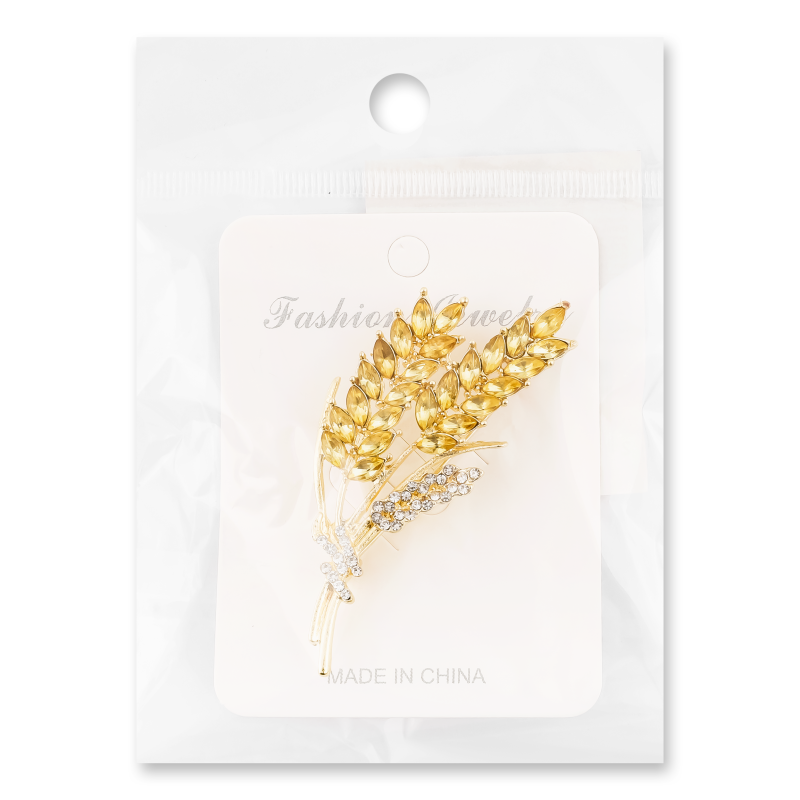 Брошка Колоски жовтий метал 6,2*2,5см