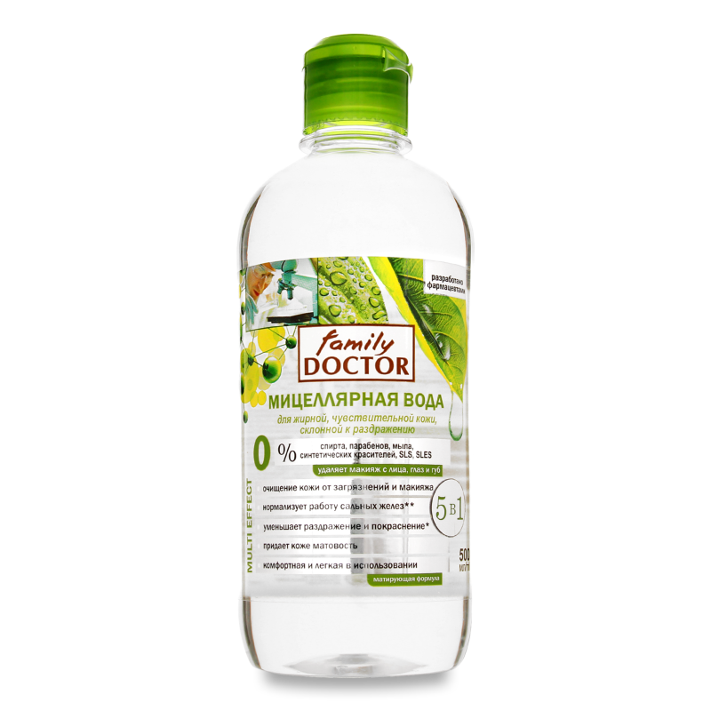 Вода міцелярна Матуючий догляд д/всіх типів шкіри 550мл Family Doctor