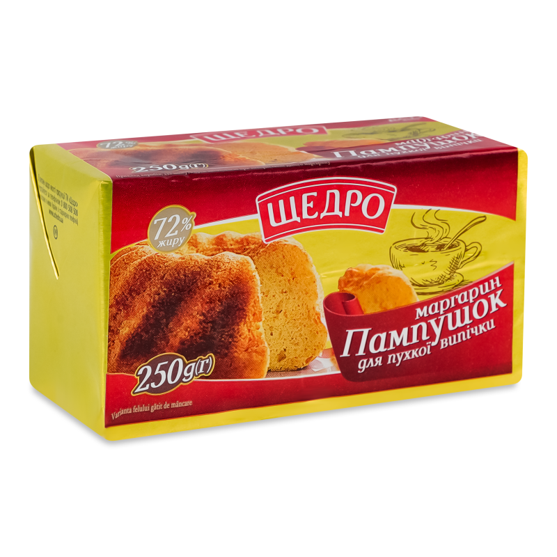 Маргарин Пампушок д/пухкої випічки №2 72% 250г фольга Щедро