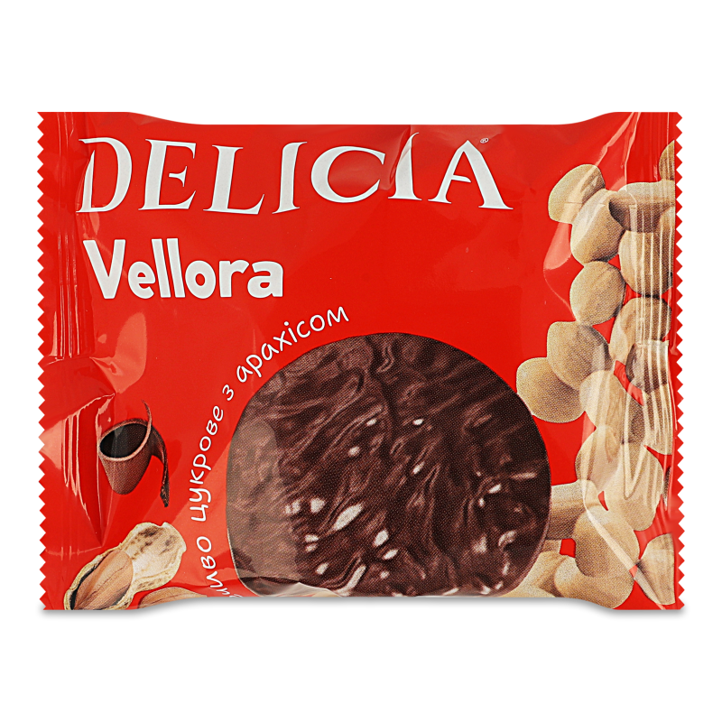 Печиво цукрове Vellora з арахісом 53г Delicia
