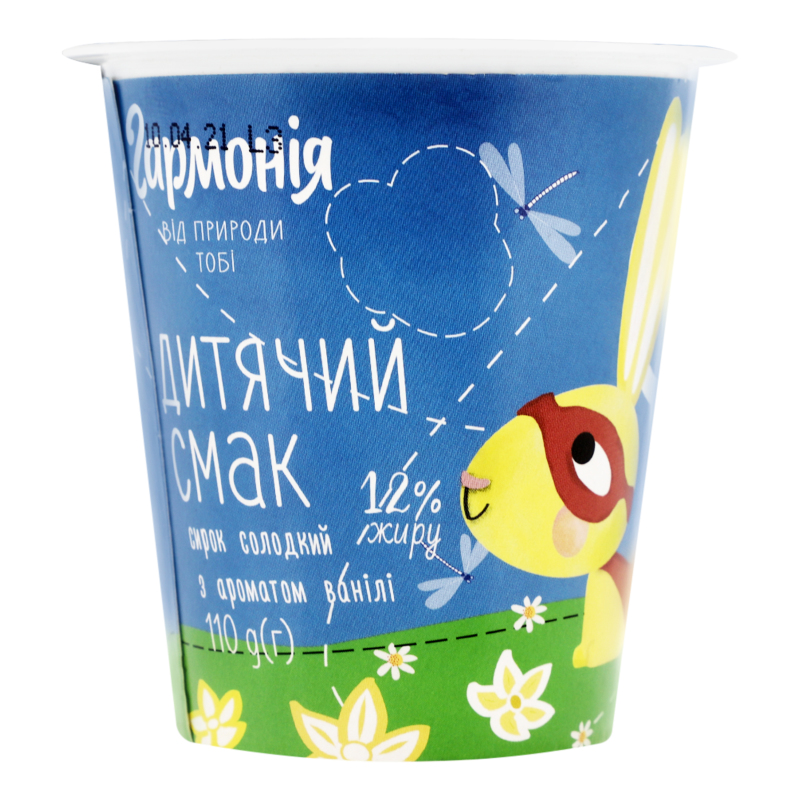 Сирок 12% солодкий з ароматом ванілі Дитячий смак Гармонія ст