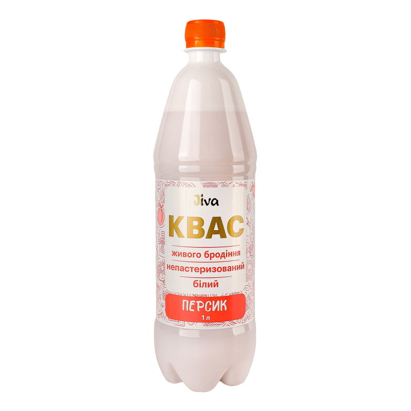 Квас живий білий сильногазований непастеризований Персик Jiva п/пл