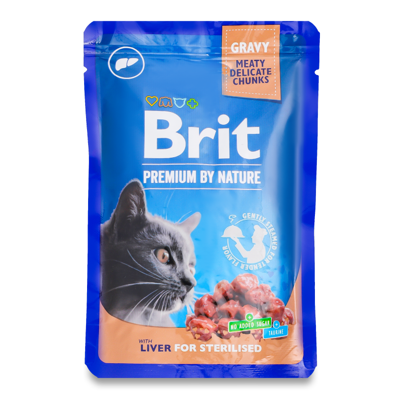 Корм д/стерилізованих котів з печінкою 100г пауч Бріт Преміум
