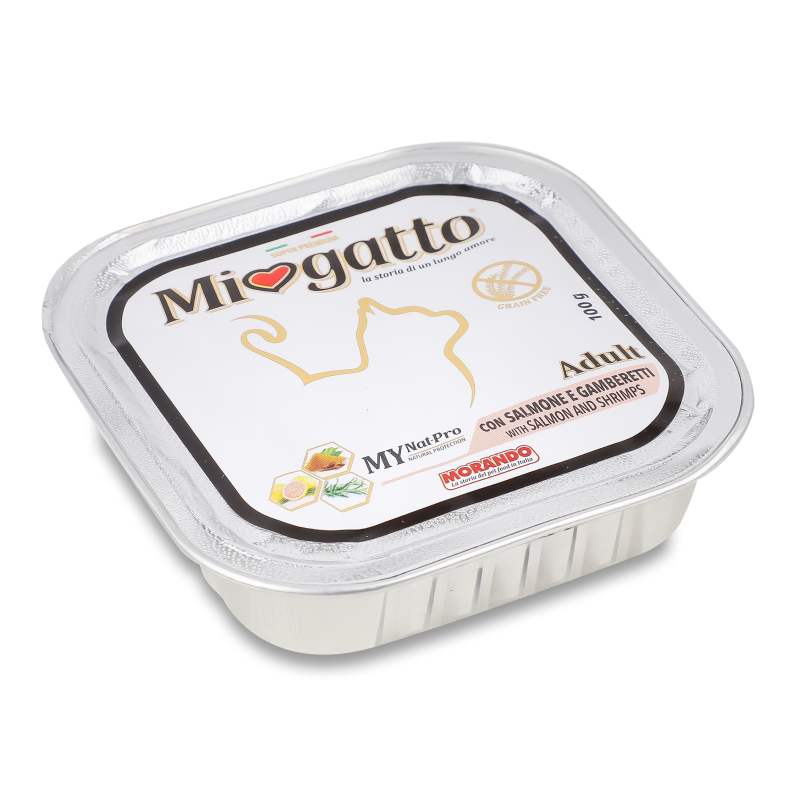 Корм д/котів з лососем та креветкою 100г Міогатто