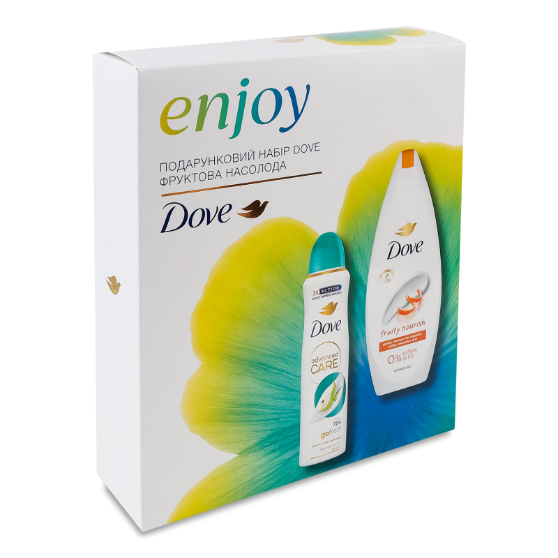 Набір Фруктова насолода Антиперспірант Груша та алое вера спрей 150мл+Гель д/душу Фруктове живлення 250мл Dove
