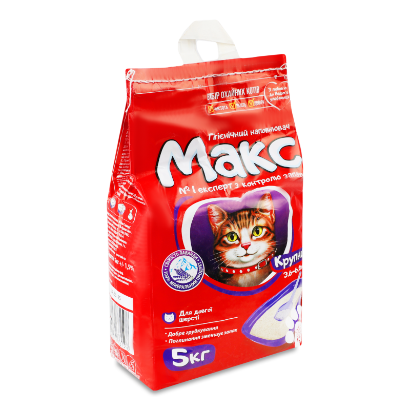 Наповнювач гігієнічний д/кішок Лаванда крупний 5кг Макс