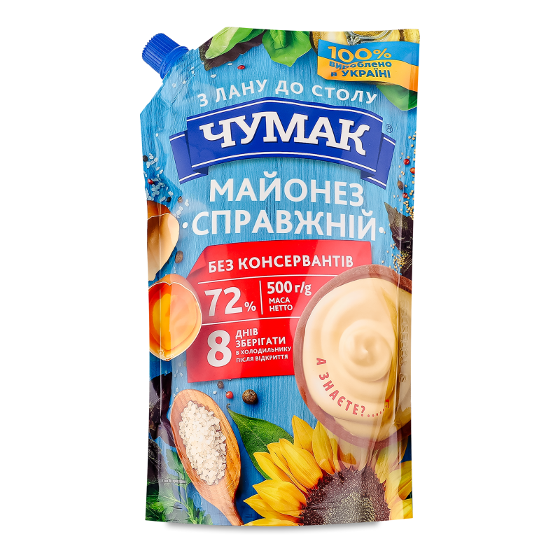 Майонез Справжній 72% 500г д/п Чумак