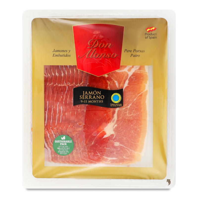Хамон Serrano с/в 9-11місяців нарізка 180г в/у Don Alonso