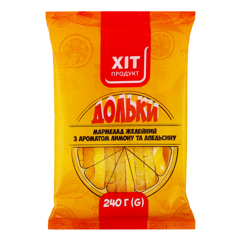 Мармелад желейний з ароматом лимону та апельсину Дольки Хіт продукт м/у