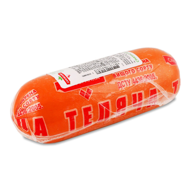 Ковбаса Теляча варена в/г білкозин 400г Самобранка