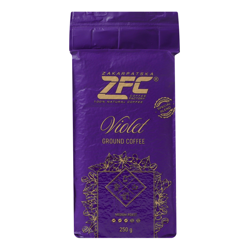 Кофе натуральный жареный молотый зерновой Violet ZFC в/у 250г ZFC