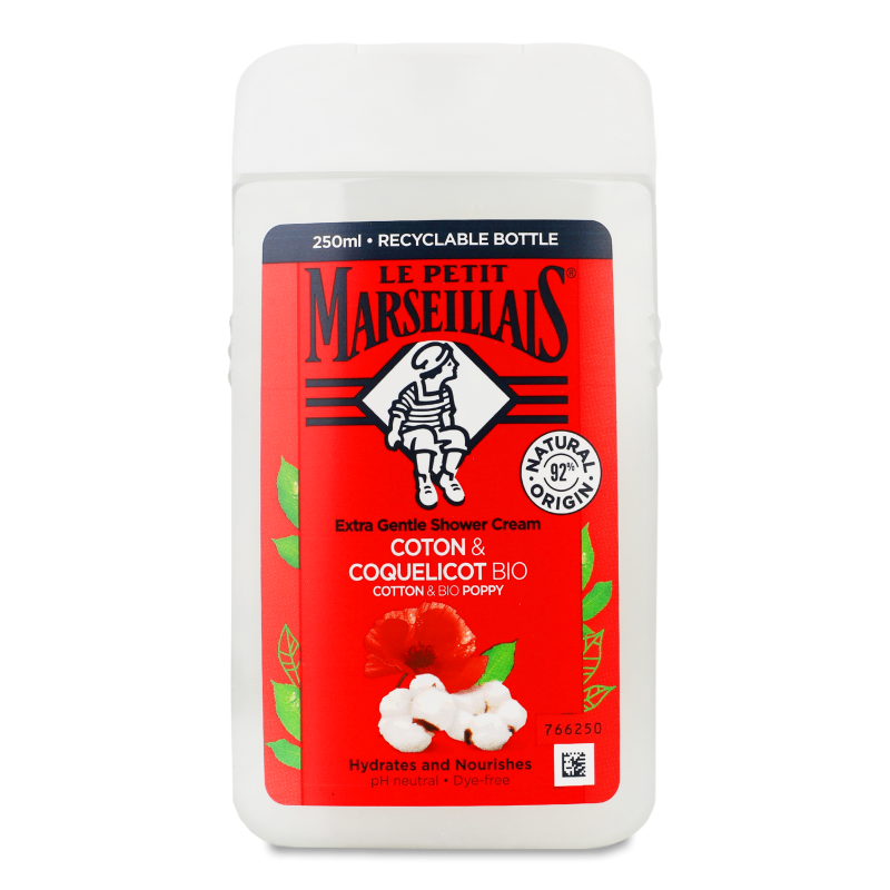 Гель д/душу Bio Cotton&Poppy 250мл Le Petit Marseillais