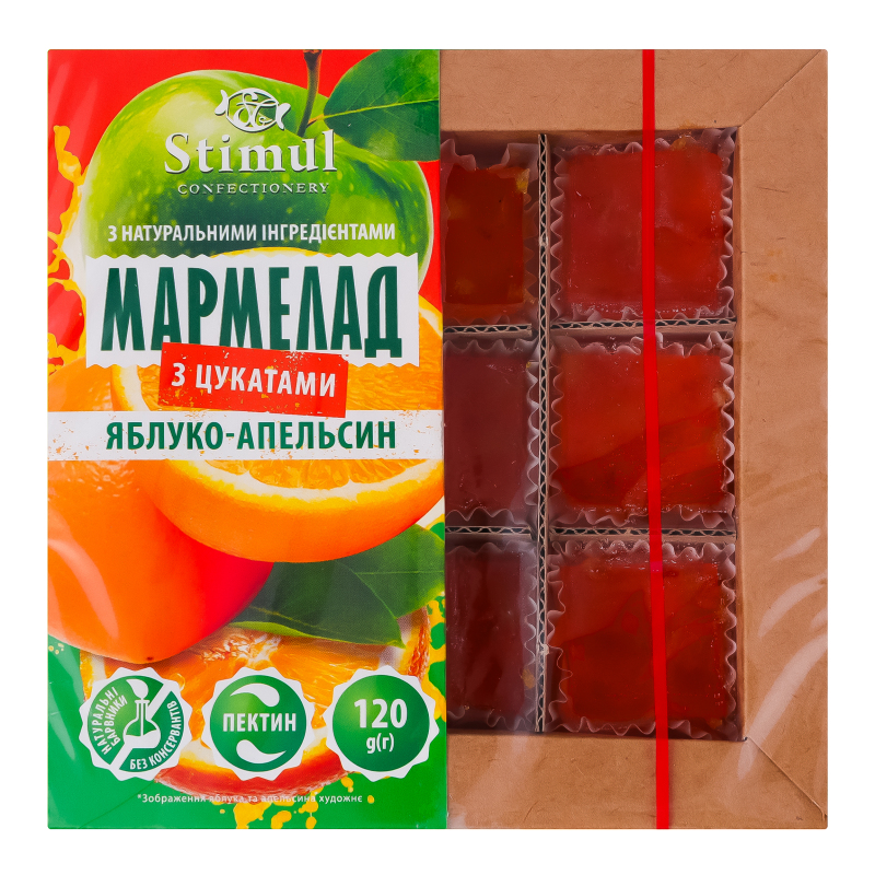 Мармелад з натуральними інгредієнтами з цукатами Яблуко-апельсин Stimul к/у