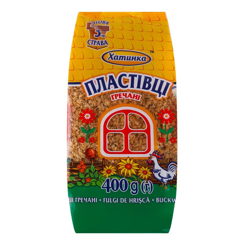 Пластівці швидкого приготування гречані Хатинка м/у