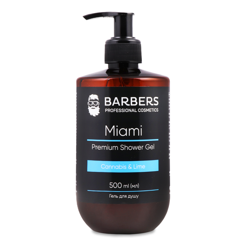 Гель д/душу Маямі з екстрактом конопель та олією лайма д/чоловіків 500мл з дозатором Барберс