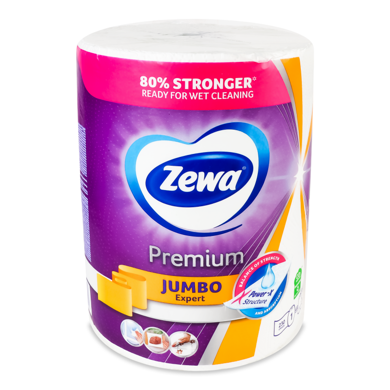 Рушники паперові Джамбо Преміум білі 2шари 325відривів Зева