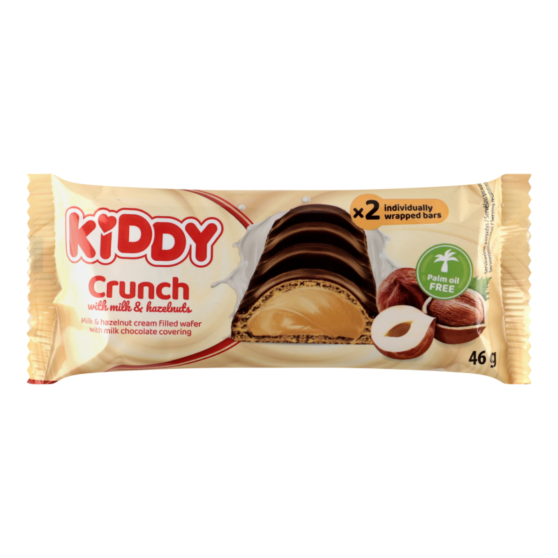Вафля з молочно-горіховою начинкою вкрита молочним шоколадом Crunch Kiddy м/у 2х