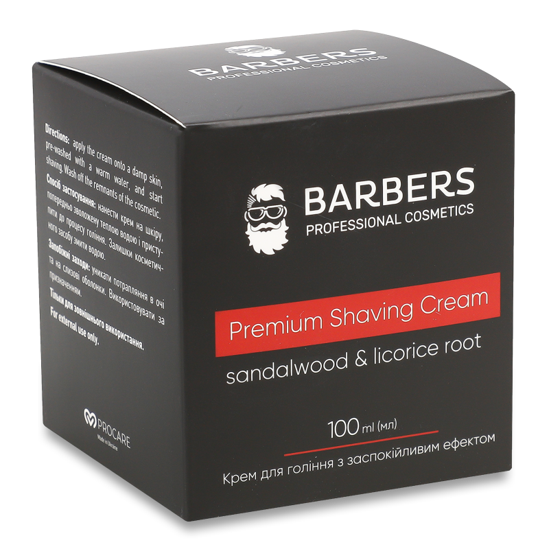 Крем д/гоління Sandalwood-Licorice Root з заспокійливим ефектом 100мл коробка Barbers