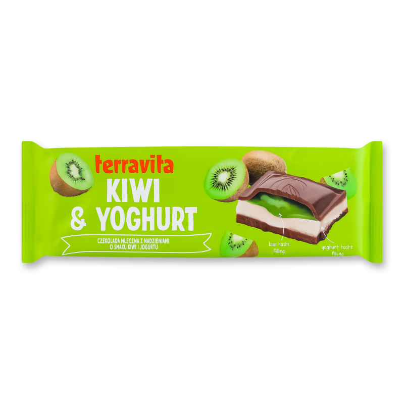 Шоколад молочний з начинкою Йогурт та Ківі 235г Terravita