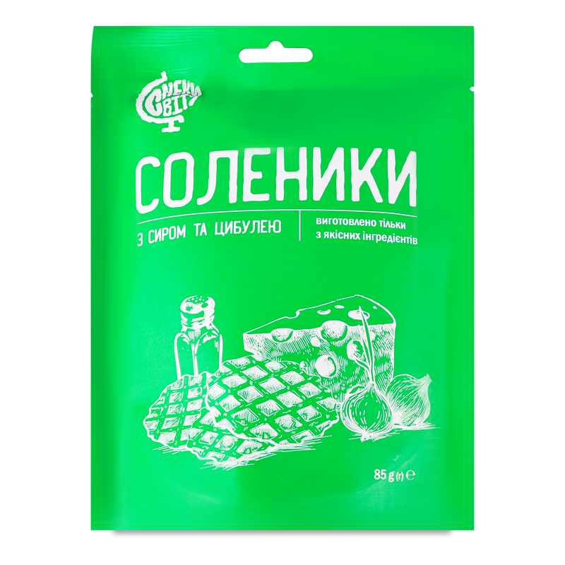 Снек хрусткий Соленики з сиром та цибулею 85г Снеки Світу