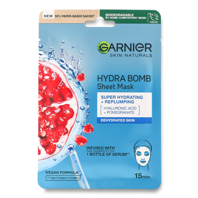 Маска д/обличчя Skin Naturals Зволоження+Аква бомба зволожуюча тканинна Garnier