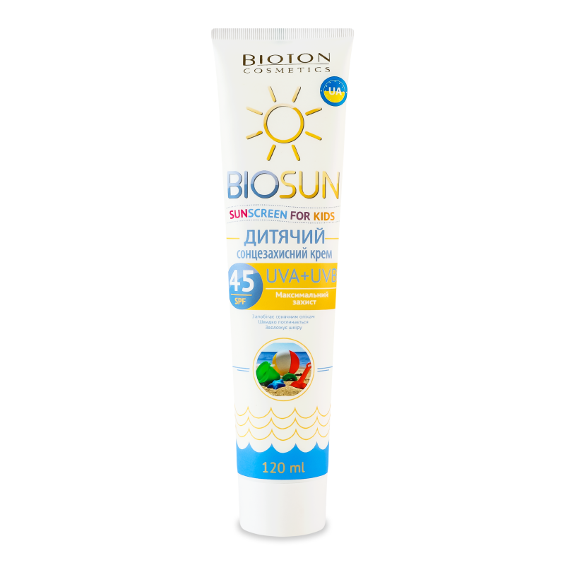 Крем сонцезахисний дитячий BioSun SPF45 120мл Bioton