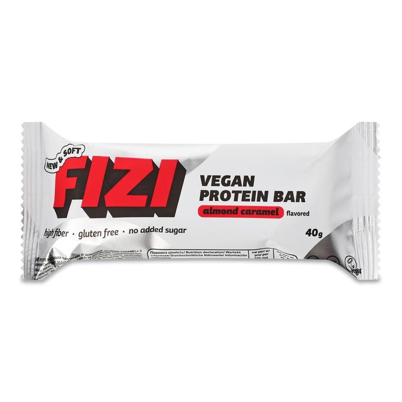 Батончик протеїновий Vegan Almond Caramel в шоколаді 40г Fizi