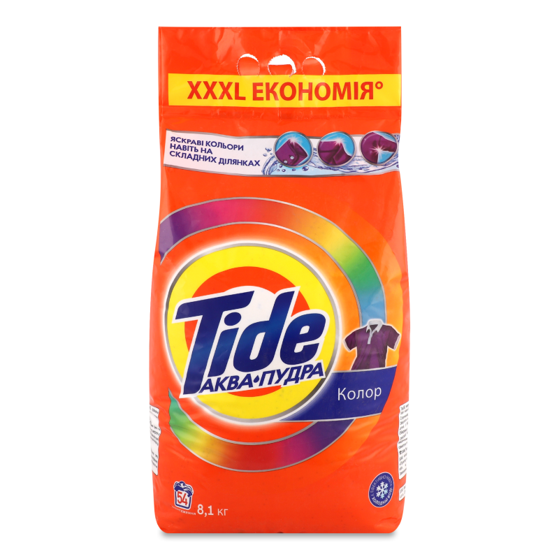 Засіб миючий синтетичний Аква Пудра Колор автомат 8,1кг Тайд