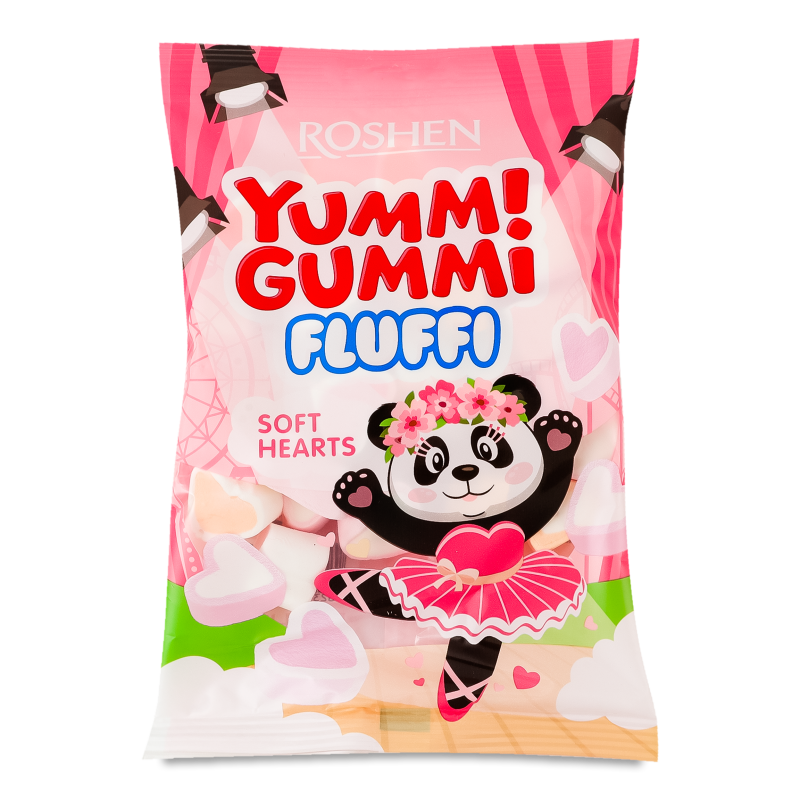 Цукерки маршмелоу Yummi Gummi Fluffi Soft Hearts 65г Roshen
