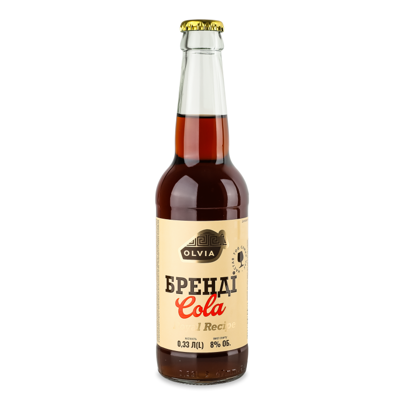 Напій слабоалкогольний Brandy-Cola газований 8% 0,33л скло Olvia