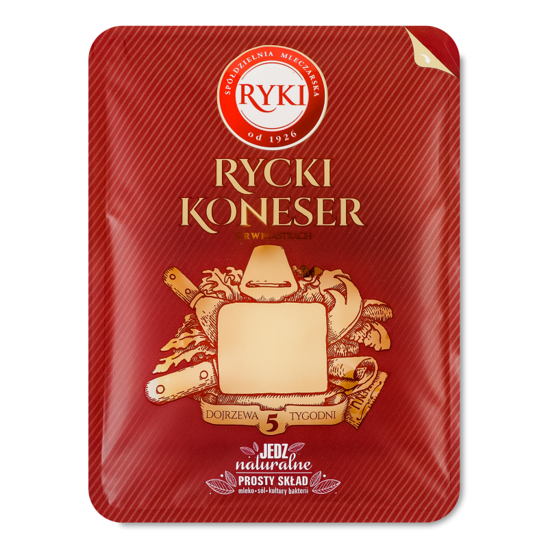 Сир Rycki Koneser 50% нарізка 300г газ/уп Ryki