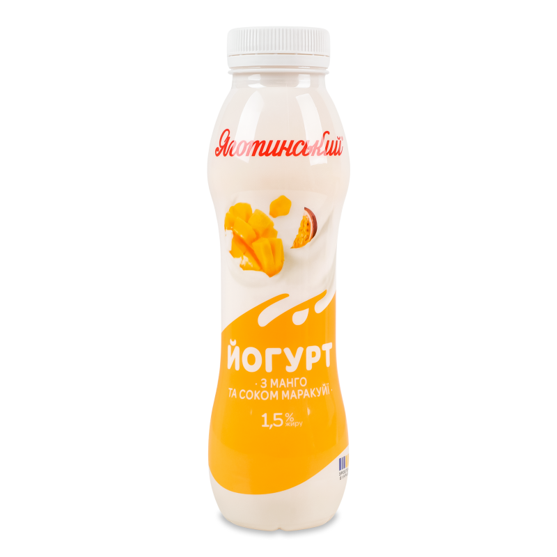 Йогурт питний з манго та соком маракуйї 1,5% 270г пет Яготинський
