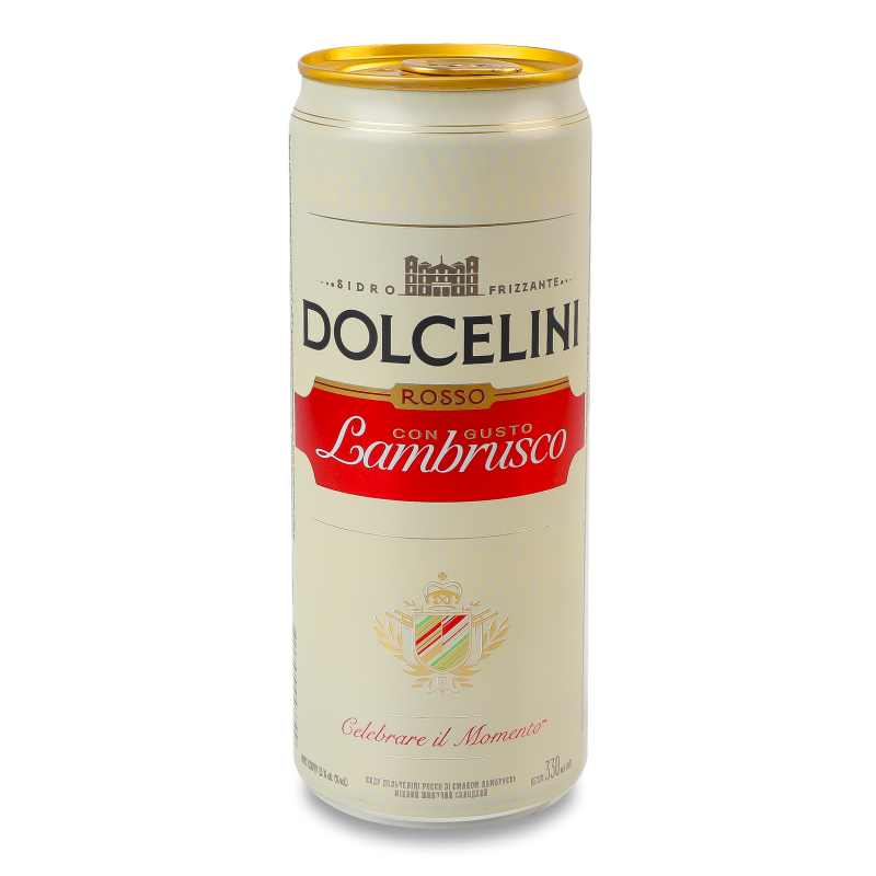 Сидр Россо з смаком Lambrusco рожевий солодкий 7,5% 0,33л ж/б Dolcelini