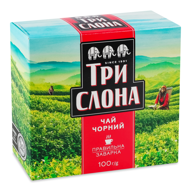 Чай чорний байховий листовий 100г Три слона