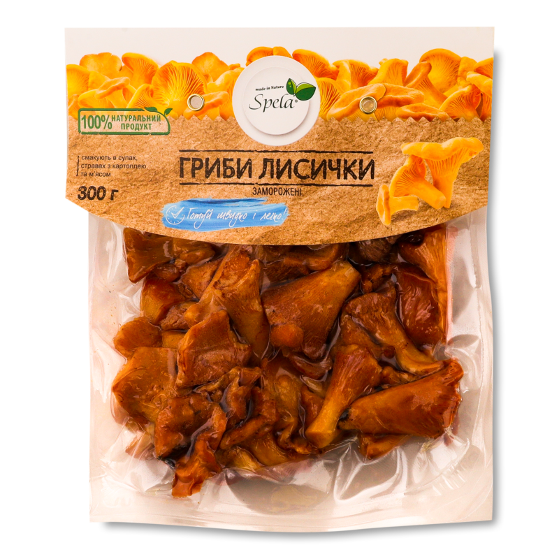 Гриби лисички с/м 300г Spela