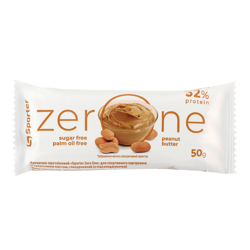 Батончик протеїновий для спортивного харчування глазурований Peanut butter Zero One Sporter м/у