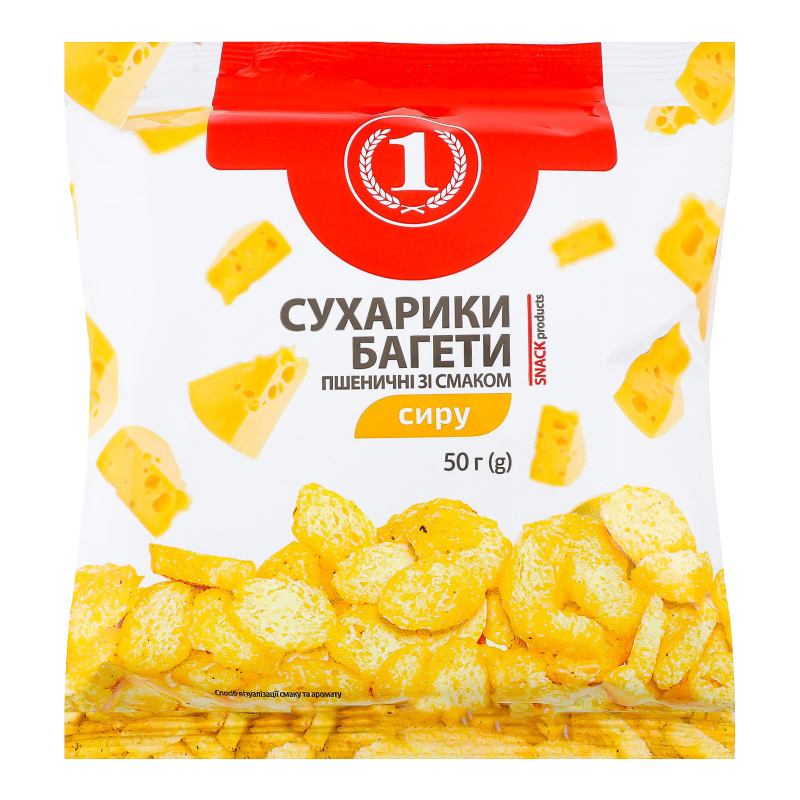 Сухарики пшеничні зі смаком сиру Багети ТМ "1" м/у